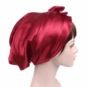 Nouveau bonnet de nuit en satin pour femme avec nœud, bonnet de sommeil en soie, bonnets chimio, bonnets pour le cancer, bonnet pour cheveux longs, foulard, bandana, couvre-chef - Product Image 5