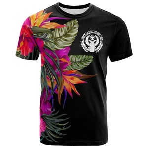 เสื้อยืดผู้ชายสีดำลายดอกไม้ แขนสั้น คอกลม ทรงปกติ สวมใส่สบาย ระบายอากาศได้ดี ผลิตจากผ้าโพลีเอสเตอร์ถัก มีโลโก้ด้านหน้า - Product Image 1