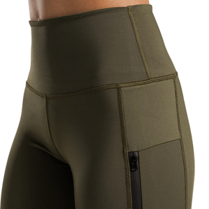 High Waist Olive <b>Green</b> Seamless Yoga <b>Leggings</b> Full Length With Embroidery Logo On Right Leg <b>For</b> <b>Women</b> - Product Image 6