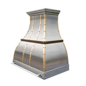Hotte aspirante murale en acier inoxydable, finition blanche avec bande en laiton, design moderne, la plus vendue - Product Image 5