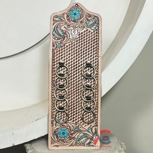 Nouveau support mural rustique en cuir de vachette artisanal pour foulards, torchons et chiffons, organisateur de cuisine, décoration intérieure - Product Image 1