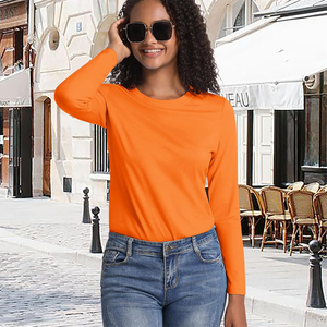 Camiseta de Punto de Manga Corta con Cuello Redondo para Mujer, de Alta Calidad, Color Sólido, Transpirable, Corte Regular, 100% Algodón, Deportiva y Ecológica - Product Image 5