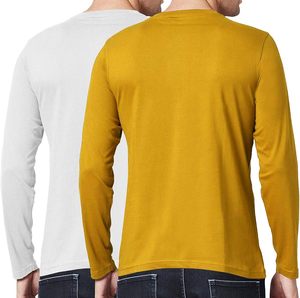 Camiseta de Cuello en V, Corte Regular, Mezcla de Algodón, Manga Larga, Cómoda, Ropa para Hombre - Product Image 2