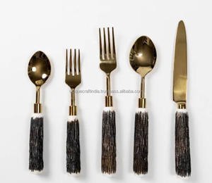 Juego de Cubiertos de Acero Inoxidable 2025, Chapados en Oro, Ecológicos, Hechos a Mano, Estilo Occidental Clásico, para Bodas, Cucharas y Tenedores - Product Image 6