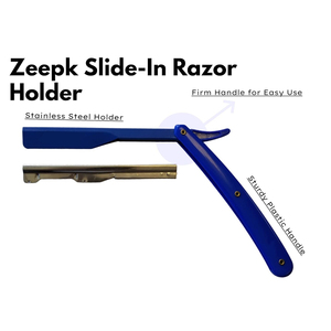 Rasoir de barbier à manche en plastique, lame recouverte de papier bleu et manche en plastique, 16 cm, pour le rasage de la barbe - Product Image 3