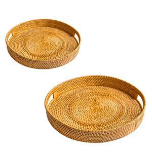 PHU HAO Wicker Rattan <b>Basket</b>/Tray Handmade Natural Woven Eco-Friendly Space-Saving Multi-Purpose Use for Coffee <b>Table</b> Living - Product Image 1