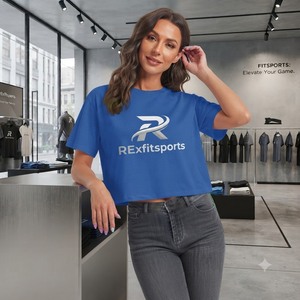 REXFITSPORTS 2026 เสื้อยืดครอปท็อปโอเวอร์ไซส์สำหรับผู้หญิง แขนสั้น ผ้าฝ้าย คอกลม รับผลิตเสื้อผ้าสตรีทแวร์แบบ Private Label - Product Image 6