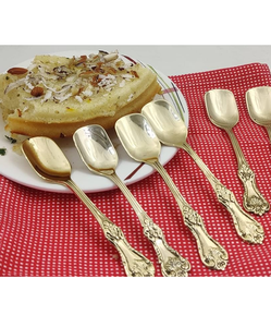 Cuchara de Latón Clásica con Mango Corto, Cuchara para Cena, Cubertería Nueva de Lujo, Juego de Cubertería Dorada, Cuchara de Alta Calidad - Product Image 3