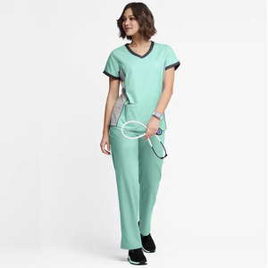 Wholesale Women Medical Nursing Scrubs <b>Set</b> Short Sleeve <b>Doctor</b> Nurse Uniform Clinic Workwear Top & Pants - Product Image 4