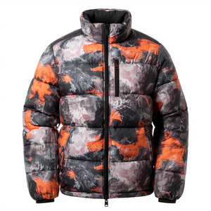 Veste matelassée pour homme, hiver, décontractée, en toile, camouflage, imprimé abstrait, imperméable, col montant, fermeture éclair - Product Image 4