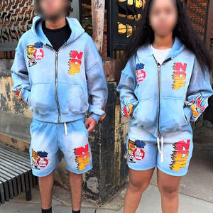 Custom Shorts <b>Set</b> Unisex Zip Up Hoodie And Shorts <b>Set</b> Men's Clothing New Styles Men's Printed <b>Knitted</b> Hooded Sweatshirt <b>Set</b> - Product Image 6