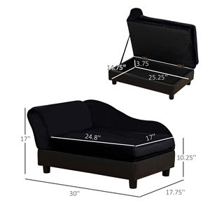 Divano letto moderno di lusso per animali domestici per cani di piccola taglia 3 \ "cuscino in schiuma con custodia nascosta di colore nero - Product Image 3