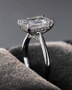 Igi/lab เพชรตัดสีเขียวมรกตโบราณ14K สีเหลืองสำหรับงานแต่งงาน/แหวนหมั้น unisex สีขาวทองสวยงามปาร์ตี้ครบรอบ - Product Image 2