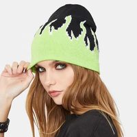 Gorro Unisex de Punto Jacquard con Estampado Digital de Llamas, 100% Acrílico, Cálido, Informal, para Esquí, Viajes y Actividades al Aire Libre