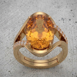 Yellow Hydro Oval <b>Ring</b> US 6 CZ 925 Sterling <b>Silver</b> 18K Gold Plated Trendy Handmade <b>Ring</b> Modern <b>Statement</b> Jewelry - Product Image 2