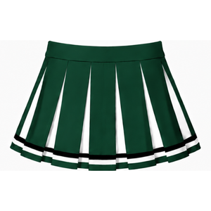 Jupe plissée vert foncé personnalisée par le fabricant pour femmes, uniforme de danse athlétique, tenue de performance d'équipe avec rayures - Product Image 2