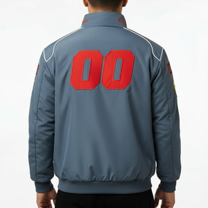 เสื้อแจ็คเก็ตแข่งรถสั่งทำพิเศษสำหรับผู้ชาย สตรีทแวร์ ปักโลโก้ ซิปหน้า ผู้ผลิตเสื้อแจ็คเก็ต - Product Image 2