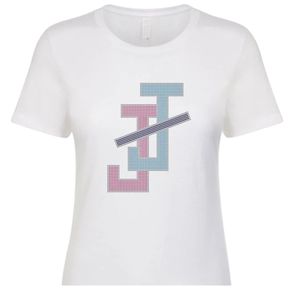 เสื้อยืดผู้หญิงสีขาว แขนสั้น พิมพ์ลายกราฟิก ตัวอักษรประสานกัน คอกลม สวมใส่สบาย น้ำหนักเบา แฟชั่นลำลองสำหรับทุกวัน - Product Image 1