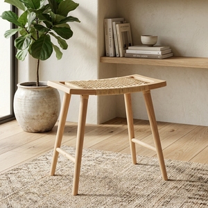 Taburete Arya Moderno y Ligero, Más Vendido, Estructura de Madera de Teca Sólida, Tejido de Ratán Hecho a Mano, Acabado Bien Lijado, Ideal para Hoteles y Apartamentos - Product Image 6