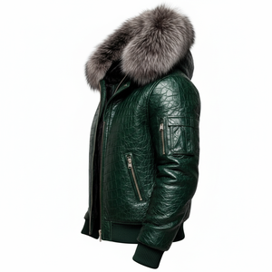 Chaqueta de Invierno de Cuero Genuino para Hombre, de Alta Calidad, Cuello Alto, Transpirable, Resistente al Viento, Personalizable, Estilo Casual y Profesional, Venta al Por Mayor - Product Image 2