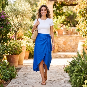 Falda Cruzada Asimétrica de Verano para Mujer, Moderna, Casual, con Lazos Laterales, OEM, ODM, Venta al por Mayor, Logotipo Personalizado de Fábrica, MOQ Bajo - Product Image 1