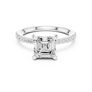 Anillo de Compromiso con Diamante Cultivado en Laboratorio, Corte Asscher Brillante, Certificado GRA, Joyería de Lujo a Precio de Mayoreo, Elaborado en Oro Blanco de 14k - Product Image 1