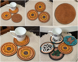 ชุดที่รองแก้วหนังวัวแท้สำหรับทานอาหาร - Product Image 3