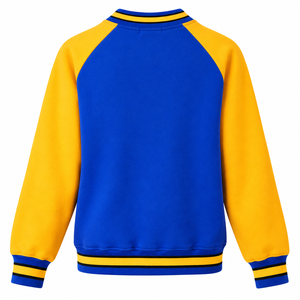 เสื้อสเวตเชิ้ตคอกลมสีน้ำเงินรอยัล ตราสัญลักษณ์ Sigma Gamma Rho  ตกแต่งด้วยผ้าเชนิลล์  แขนเสื้อแบบแร็กแลนสีทอง กระเป๋าแบบจิงโจ้ และขอบยางยืดลายทาง - Product Image 4