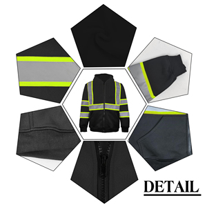 Multi Pocket Utility Safety <b>Jacket</b> High Vis Reflective Stripes Durable Polyester Fabric Workshop Security <b>Construction</b> Gear - Product Image 2