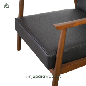 Luxury Eco-Friendly Comfortable Mid-Century Solid Teak Wood Lounge Chair PU Leather Upholstered Walnut Finish Hotel Villa Resort - Product Image 5