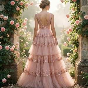 Robes de mariée de luxe à sequins, robes de soirée perlées, robes de soirée sans manches – Vente en gros directe usine - Product Image 4