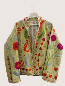 Abrigo de Algodón Bordado con Flores Estilo Bohemio, Cuello Mao, Manga Larga, Talla Grande, Ropa Casual de Primavera para Mujer - Product Image 1
