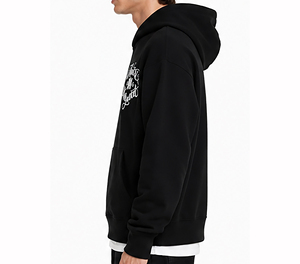 Sweat-shirt à capuche de luxe noir pour homme, coupe oversize, en coton épais, style streetwear hiver, chaud et tendance - Product Image 5