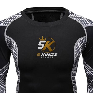 5 Sports Rashguard à manches longues pour homme, noir et gris, imprimé par sublimation, pour MMA et BJJ, ajusté, anti-humidité, adulte - Product Image 4