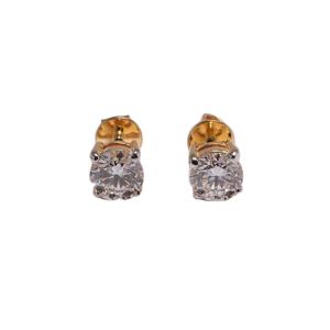 Pendientes de Diamante CVD de Corte Redondo de 1 Quilate para Mujer, Pendientes de Oro Amarillo Sólido de 14 Quilates, Regalo para Mujer - Product Image 1