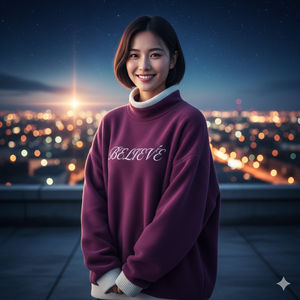 Suéter Largo de Punto para Mujer, Premium, Suave, para Invierno, con Cuello Alto Simulado, Logotipo Frontal, Tejido Cálido y Cómodo para Uso Diario - Product Image 2