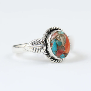 Anillo de Piedra de Ostra Espinosa Hecho a Mano, Anillo Midi de Concha Naranja, Joyería de Concha de Ostra Natural - Product Image 4