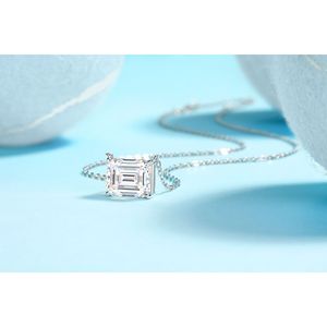 Mirage in the Mirror - Conjunto de Collar y Pendientes de Joyería Moderna y Elegante, Anillos Octogonales de Plata de Ley S925 con Moissanita de 9*11 mm - Product Image 1