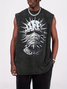 Best-Selling Unisex Tank Top Customized 100% Cotton Graphic Oversize Casual Sleeveless Top for Men Breathable Knitted - Product Image 2