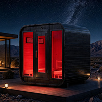 Sauna extérieur en pin, sauna carré à vapeur pour 1 à 4 personnes, chauffé au bois, spa de terrasse en gros avec option de luminothérapie rouge et Wi-Fi intelligent