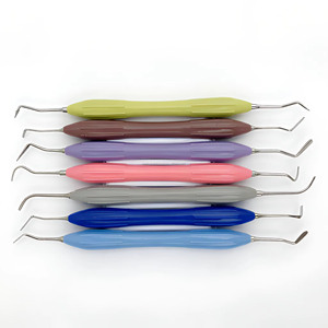 Kit de 7 Piezas de Instrumentos Dentales para Resina Compuesta con Mango de Silicona de Colores, Herramientas Restauradoras, Proveedor Mayorista - Product Image 1