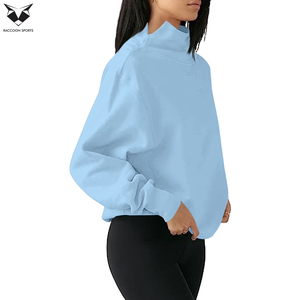 Custom Women <b>Mock</b> <b>Neck</b> Sweatshirt Oversized Pullover Long Sleeve Fleece Warm Breathable Eco-Friendly Casual Streetwear Autumn - Product Image 3