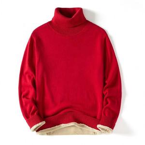 Pull col roulé 100 % coton pour homme, couleur unie, tricot épais, chaud pour l'hiver, anti-boulochage, manches longues, logo frontal - Product Image 3