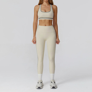 Activewear For Women Yoga Set Seamless Two Piece Outfit Gym Clothes Leggings With Crop Top Sports <b>Bra</b> For Fitness Workout - Product Image 3