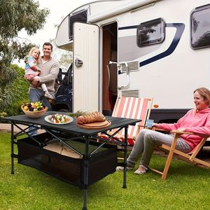 Tavolo da Campeggio Pieghevole in Alluminio Leggero 94,5 cm x 55 cm x 48,3 cm, Design Arrotolabile Portatile Serie CamLightweight - Product Image 1