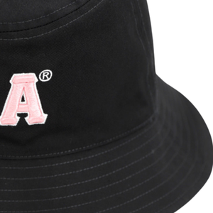 Chapeau Bob Noir AKA avec Logo Rose Brodé – Chapeau de Pêcheur Décontracté d'Été pour Femme – Accessoire de Tête Tendance pour l'Extérieur - Product Image 4