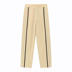 Pantalon de jogging formel en toile polyester/coton pour homme avec cordon de serrage, pantalon de survêtement en coton pour homme avec bande latérale et taille élastique - Product Image 5