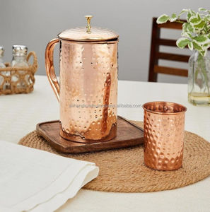 Juego de Jarra de Agua de Cobre con Dos Vasos, Diseño Tradicional Grabado a Mano, Gran Capacidad, Artículos para Beber en el Hogar - Product Image 4