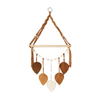 Hemasa Fashions Étagère murale en macramé bohème en forme de feuille, décor en bois tissé à la main, forme irrégulière, décoration intérieure bohème, mariage