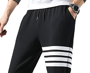 Pantalon de survêtement homme coupe slim, décontracté, pour usage quotidien, tendance, devant plat, taille mi-haute, poids moyen, infroissable, écologique, respirant, 100% - Product Image 6